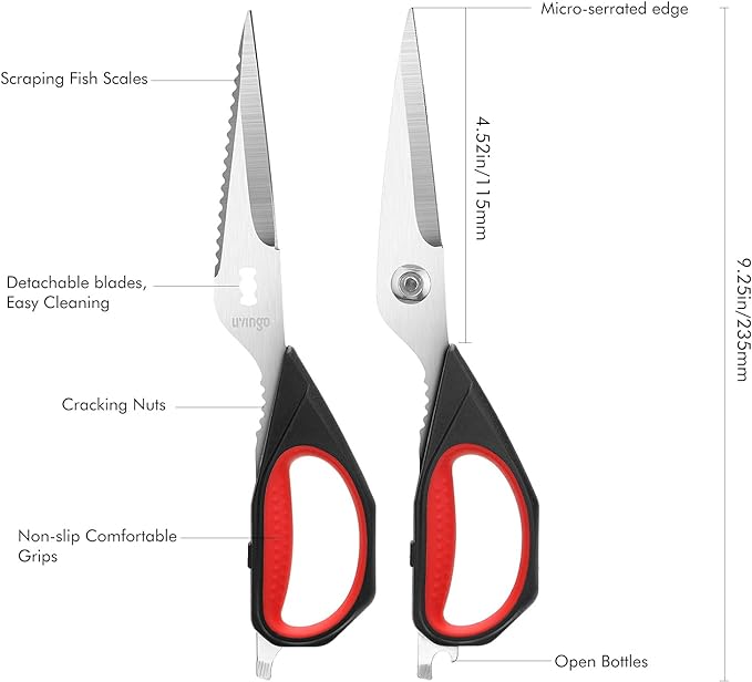 LIVINGO Kitchen Scissors, 2 Pack 9.25" Utility All Purpose Poultry Shears Heavy - Image 2