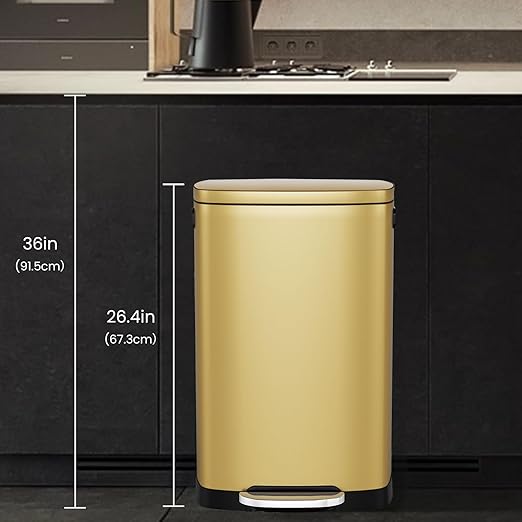 ELPHECO Kitchen Trash Can with Lid Soft Close, 13 Gallon / 50L Stainless Steel - Image 8