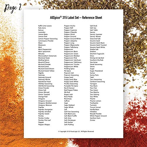 AllSpice 312 Preprinted Water Resistant Square Spice Jar Labels Set 2"