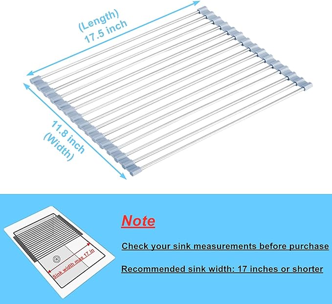 Seropy Roll Up Dish Drying Rack, Over The Sink Dish Drying Rack Kitchen Rolling - Image 4