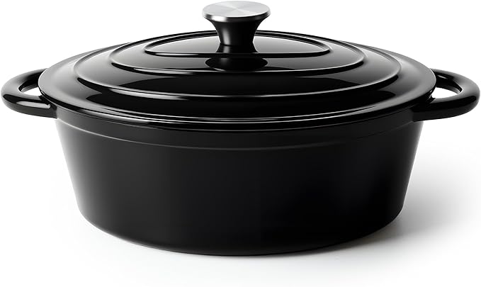 Oval Dutch Oven for Bread Baking, 4.5 Quart Non Stick Enameled Cast Iron Dutch by Kerilyn