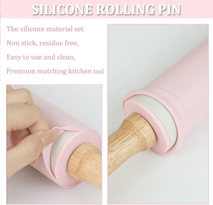 Silicone Rolling Pin for Baking, 15inch Pastry Dough Roller - Image 2