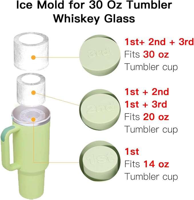 Ice Cube Tray for Tumbler Cup 30Oz-40Oz, Easy Fill and Release Ice Maker for - Image 3