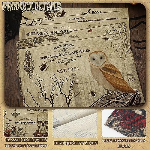 Umigy 6 Pcs Halloween Placemats 12"x18" Gothic Bat Placemats Kitchen