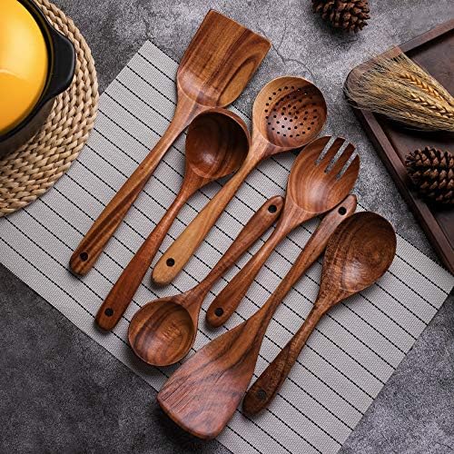 7-Piece Natural Wooden Kitchen Utensil Set