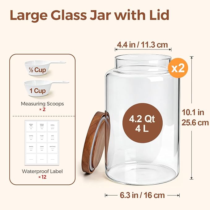 ComSaf 2Pcs Wide-Mouth Flour Sugar Storage Containers - Image 2