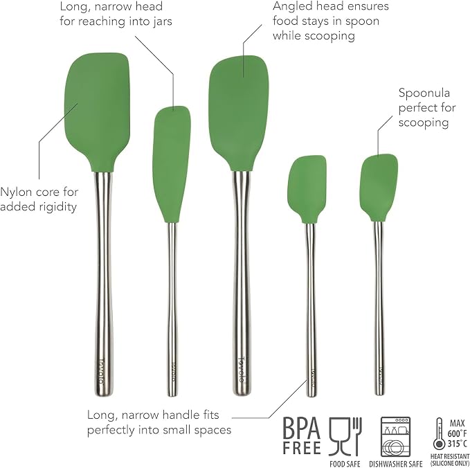 Tovolo Stainless Steel Handled Silicone Spatula Set of 5 Oyster Gray, - Image 5