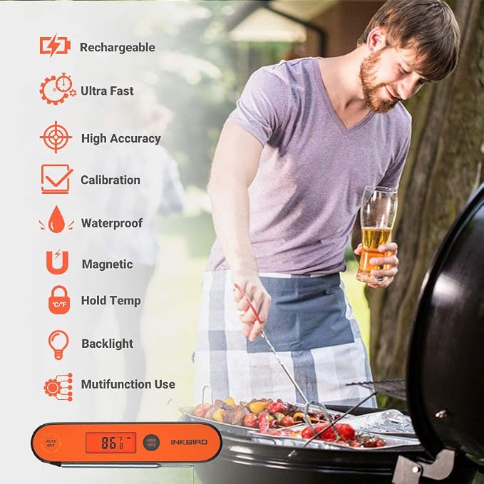 Inkbird Instant Read Meat Thermometer IHT-1P, Digital Waterproof Rechargeable - Image 8