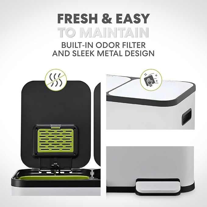 Simpli-Magic 60 Liter / 16 Gallon Rectangular Hands-Free Dual Compartment - Image 5