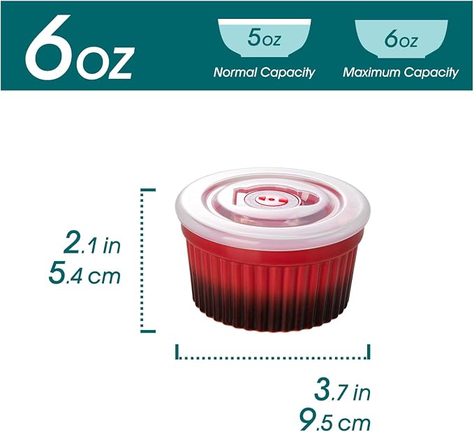 vancasso 6 oz Ramekins with Lid, Porcelain Creme Brulee Souffle Dishes - Image 2