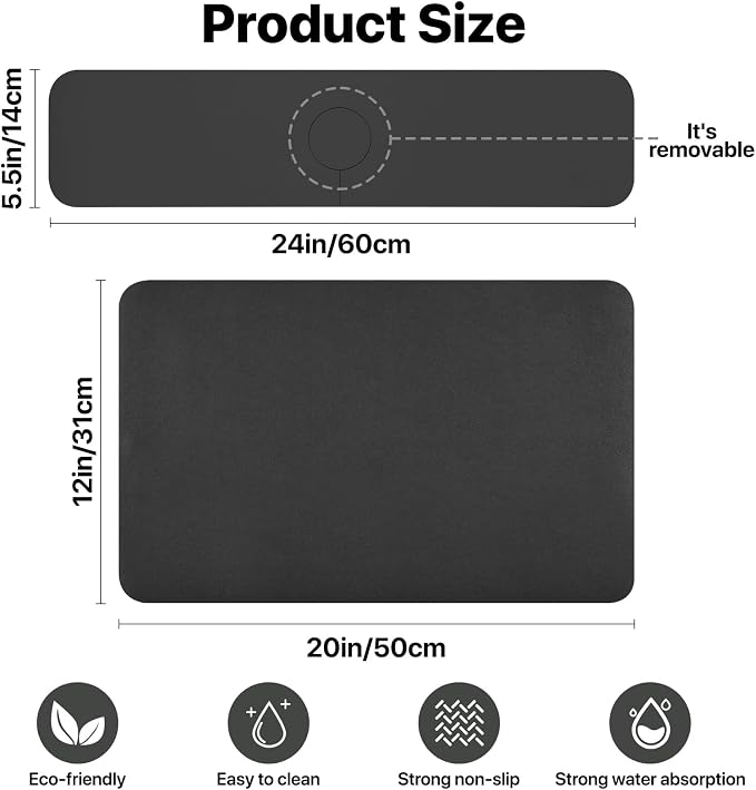 Bloss Black Dish Drying Mat + Faucet Mat - Image 7