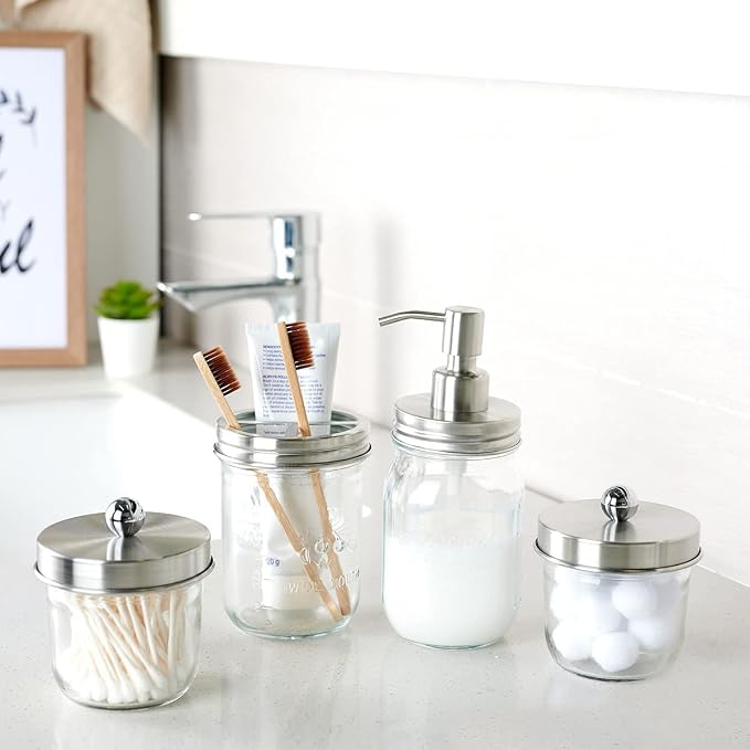 Amolliar Mason Jar Soap Dispensers, Rustproof Stainless Steel Lid &Pump - Image 2