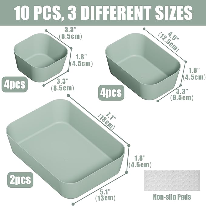 Plastic Drawer Organizers, Bathroom and Vanity Organizer Plastic Tray, Makeup - Image 2