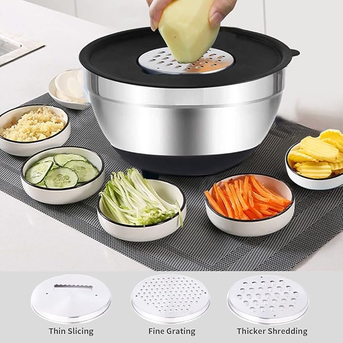 Rottay Mixing Bowls Set with Airtight Lids, Nesting Bowls with 3 Grater - Image 2