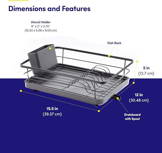 Dish Drying Rack 3 Piece Dish Drainer - Image 2