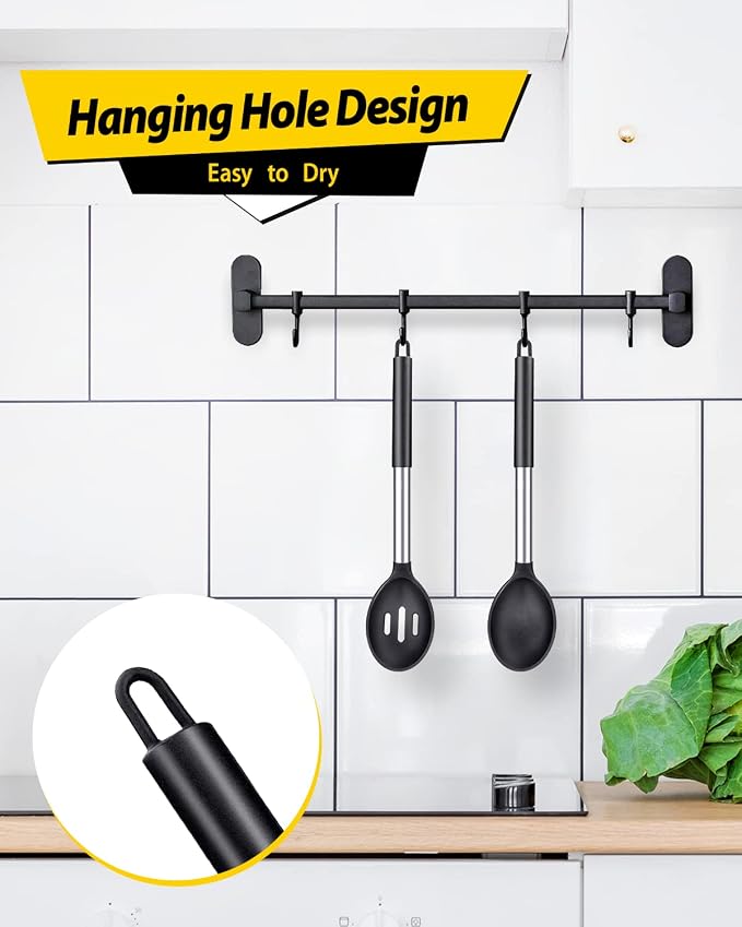 Pack of 2 Large Silicone Cooking Spoons, Non Stick Solid Basting Spoon - Image 5