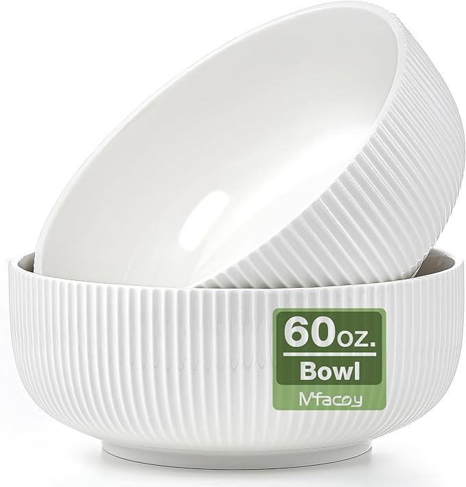 Mfacoy 2 Pack Salad Bowl, 8 inch 60 oz Large Serving Bowl Set, Deep Bowl by Mfacoyisalifestylebrand