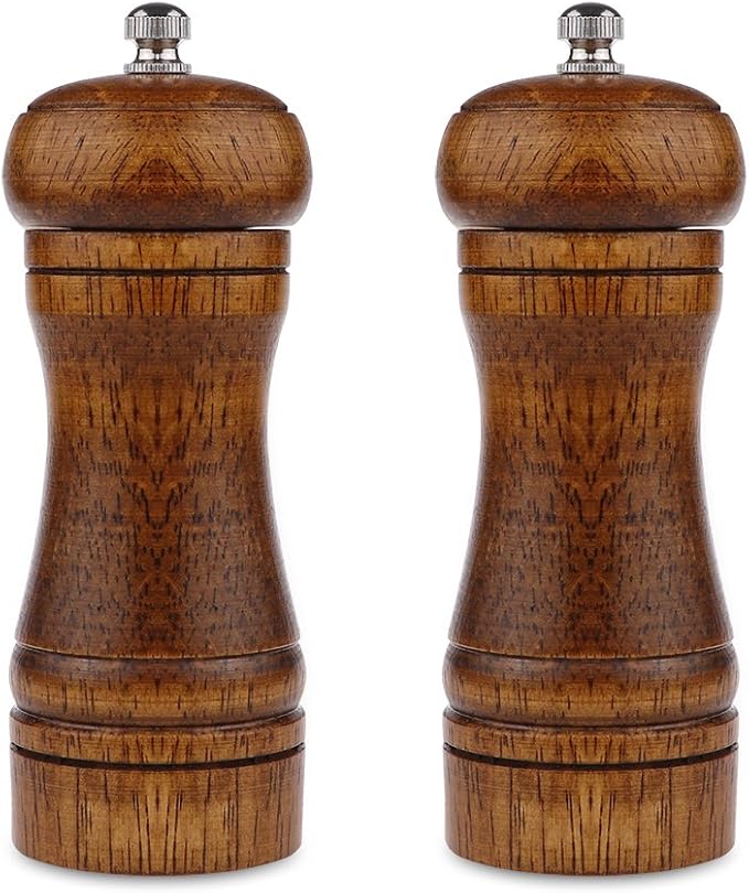 Pepper Mill - 5 inch Pepper Grinder Pepper Grinder Refillable Oak Salt and by Powstro