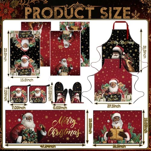 Fourluoo 12 Pcs Merry Christmas Kitchen Decor Set Santa Claus Kitchen