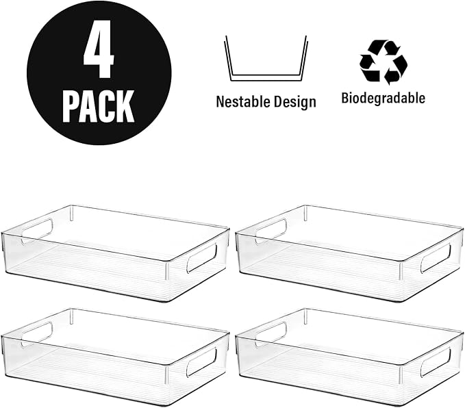 Clear Plastic Storage Bins, Pantry Organizers and Storage, Kitchen Organization - Image 4