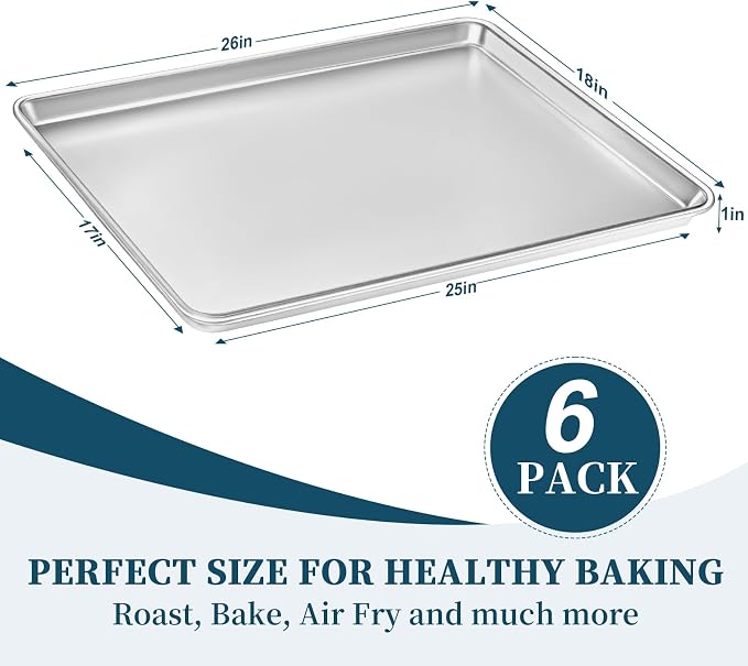 Full Size Commercial Quality Baking Sheet Pan, Bastwe Aluminum Cookie Tray Pan - Image 6