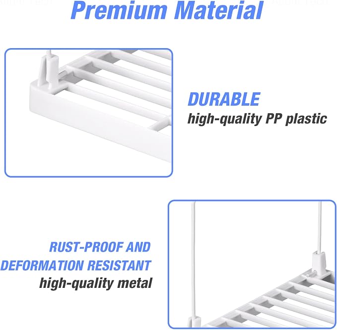 NiHome 4-Pack Stackable Plastic Kitchen Storage Shelf Foldable Rack - Image 4