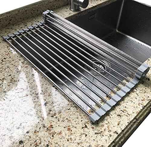 Tomorotec Roll Up Dish Drying Rack Over Sink, SUS304 Steel, 17.7x11.5,Gray
