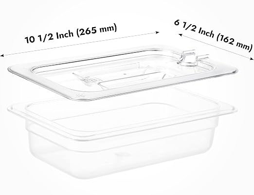 CURTA 6 Pack NSF Notched Food Pan Cover, 1/4 Size Clear Polycarbonate Lid - Image 2
