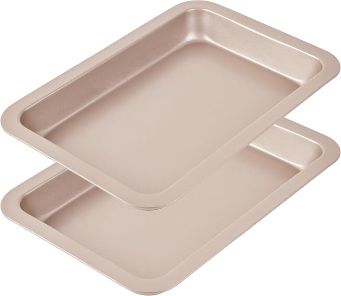 10-Inch Nonstick Shallow Cake Pan, Rectangle Bread Loaf Pan, Baking Sheet Set by Bakeley