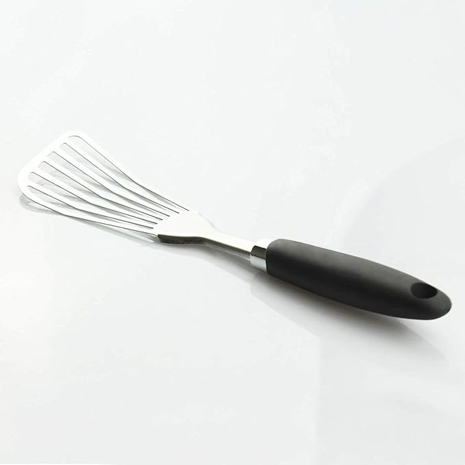 304 Stainless Steel Fish Spatula, Non-Slip Ergonomic Handle Slotted Spatula - Image 2