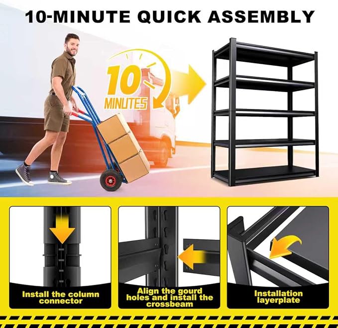 Set of 8 71"H Garage Shelving-2050LBS 5 Tier Storage Shelves, Adjustable Heavy - Image 7