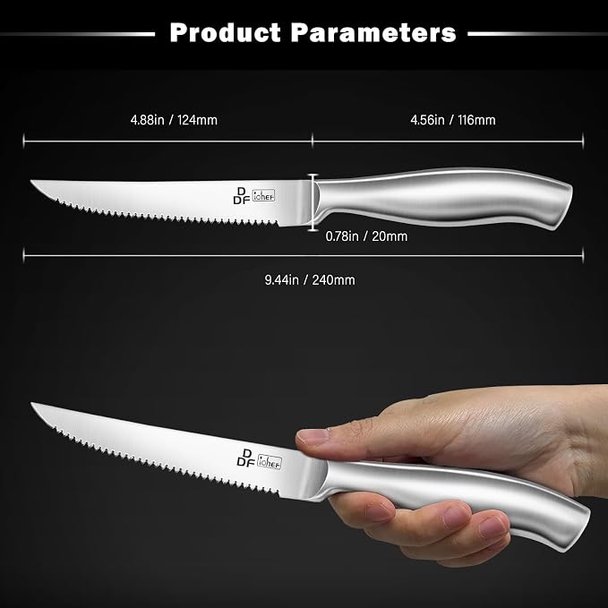 DDF iohEF Steak Knife Set, 8 Piece Steak Knife, High Carbon Japanese Stainless - Image 7