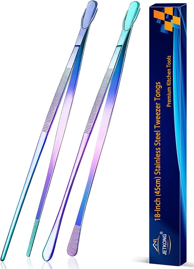 JETKONG 2 Pcs 18 Inch Stainless Steel Grill Tongs Heavy Duty Giant Tweezer Tongs by JETKONG