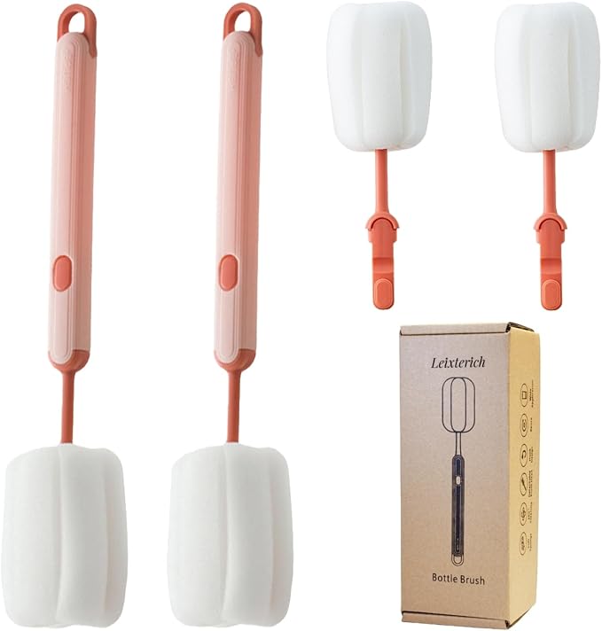 Bottle Brush Long Handle Cup Cleaner Brush Sponge Bottle Scrubber Detachable by Unknown