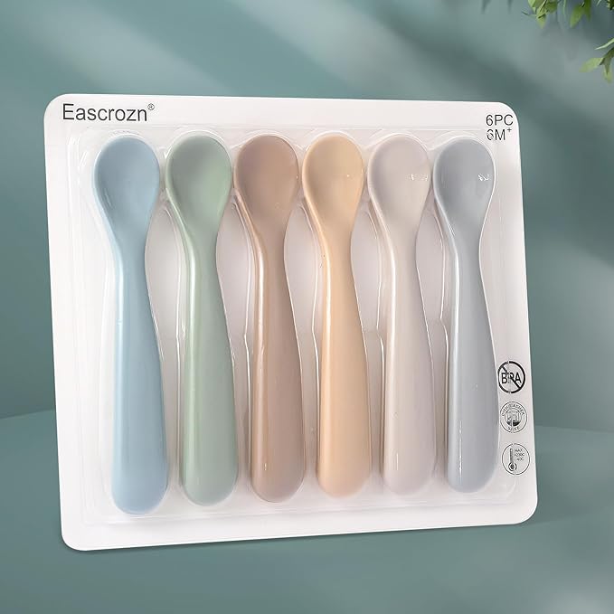 Eascrozn Baby Spoons, 6 Pack First Stage Silicone Feeding Spoons, Soft Tip - Image 7