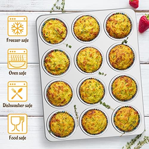 E-far Muffin Pan 12-Cup, 2-Pack Stainless Steel Cupcake Pan for Oven