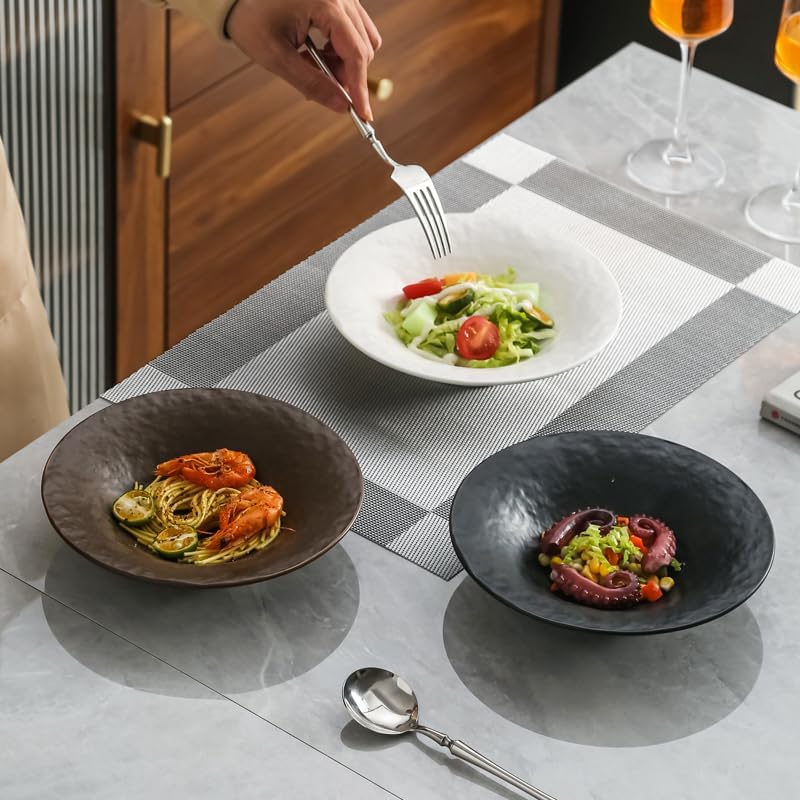 8 Inch Elegant Porcelain Dinner Plates, Round Appetizer Plates