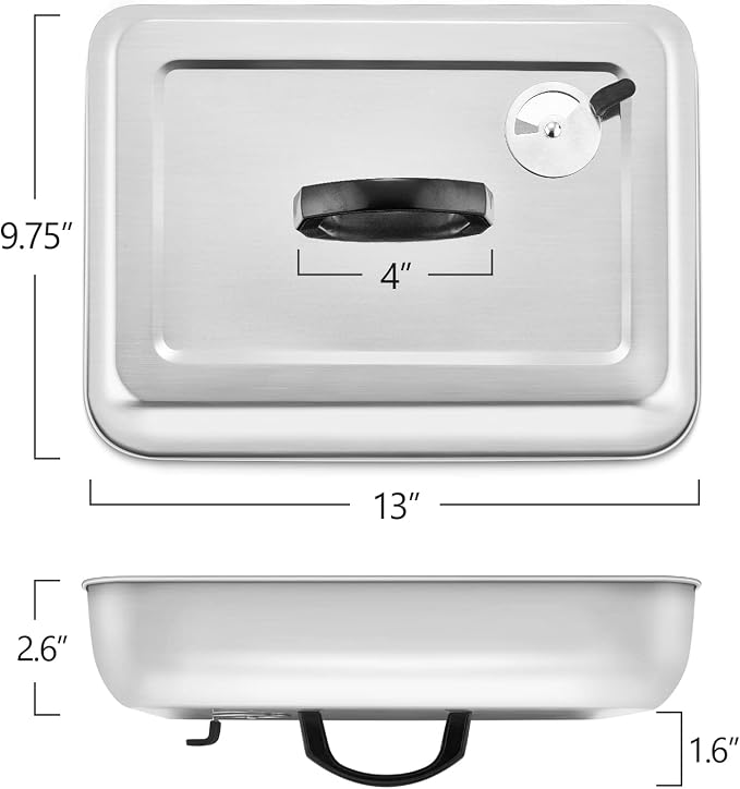 13 x 9.75Inch Cheese Melting Domes, HaSteeL Rectangular Basting Steam Cover - Image 2
