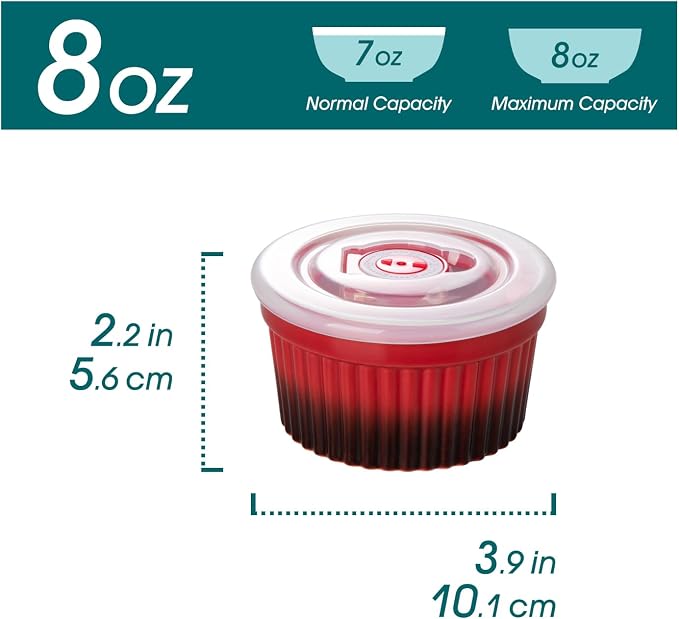 vancasso 8 oz Ramekins with Lid, Porcelain Creme Brulee Souffle Dishes - Image 2