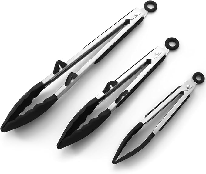 Silicone Kitchen Tongs, Food Grade Small Tong, Mini Serving Tong by TOWINGO