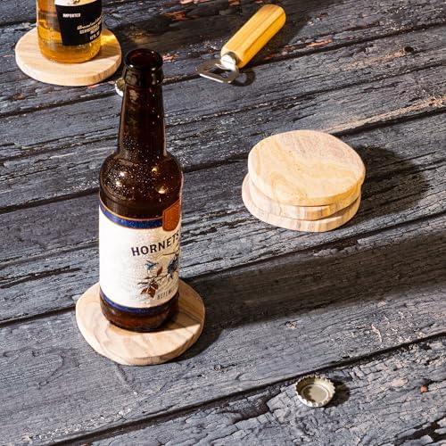 Cork & Mill Absorbent Sandstone Coasters for Drinks, Set of 4