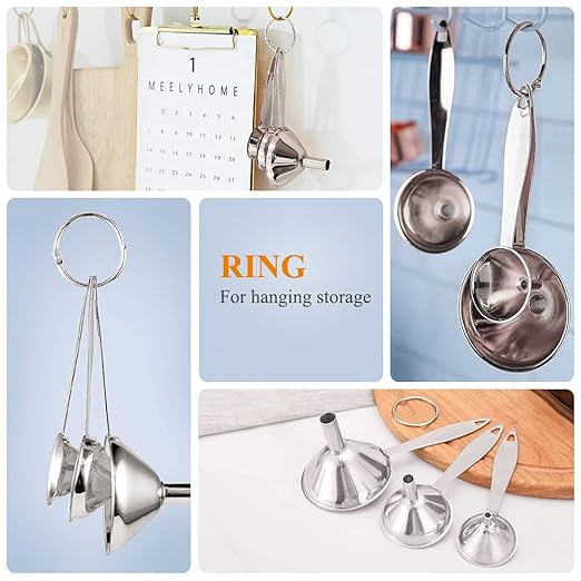 3 in 1 Metal Funnels for Filling Bottles Stainless Steel Small Kitchen Funnel - Image 4