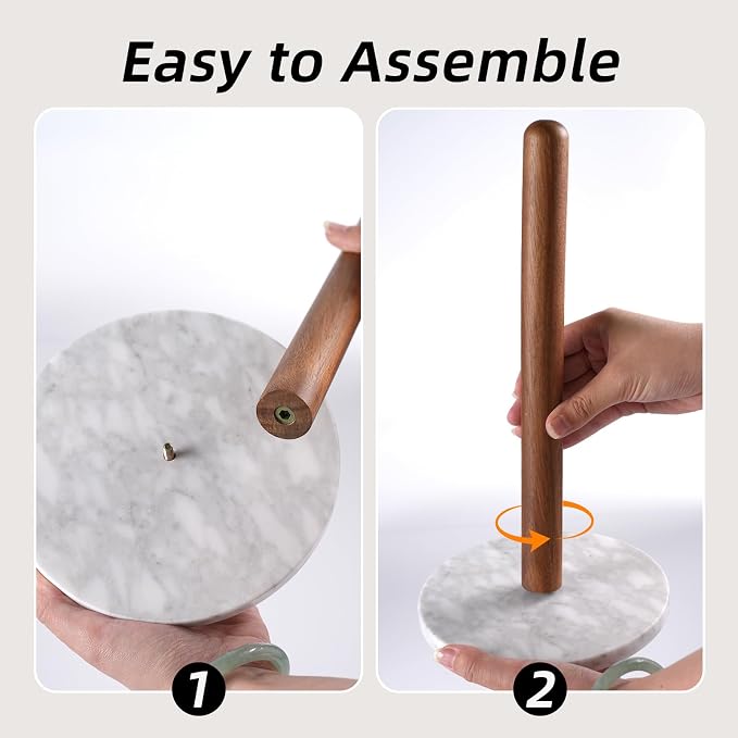 Acacia Wood & Marble Paper Towel Holder – Freestanding Paper Towel Holder - Image 7