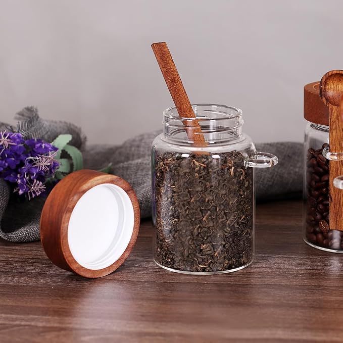 SAIOOL Loose Leaf Tea Storage Canister Set, 4 Pieces 16 OZ Glass Tea Containers - Image 7