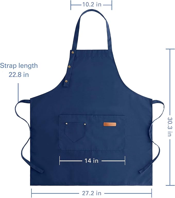 Apron for Men Women with Adjustable Straps and Large Pockets, Canvas Cotton - Image 7