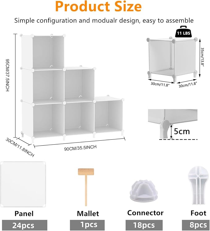 AWTATOS Cube Storage Organizer, Storage Cubes Shelves Bookshelf, 6 Cube Closet - Image 3