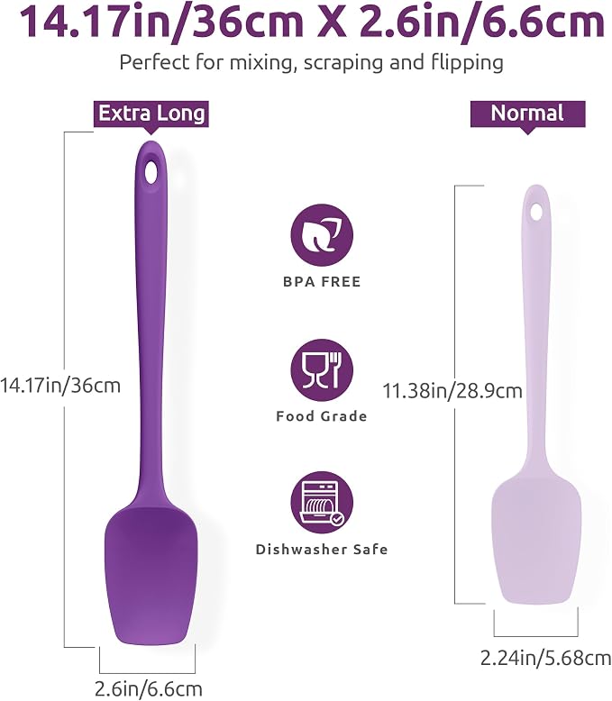 U-Taste Extra-Long 600ºF Heat Resistant Spatula Spoon: 14" Silicone Spoonula - Image 2