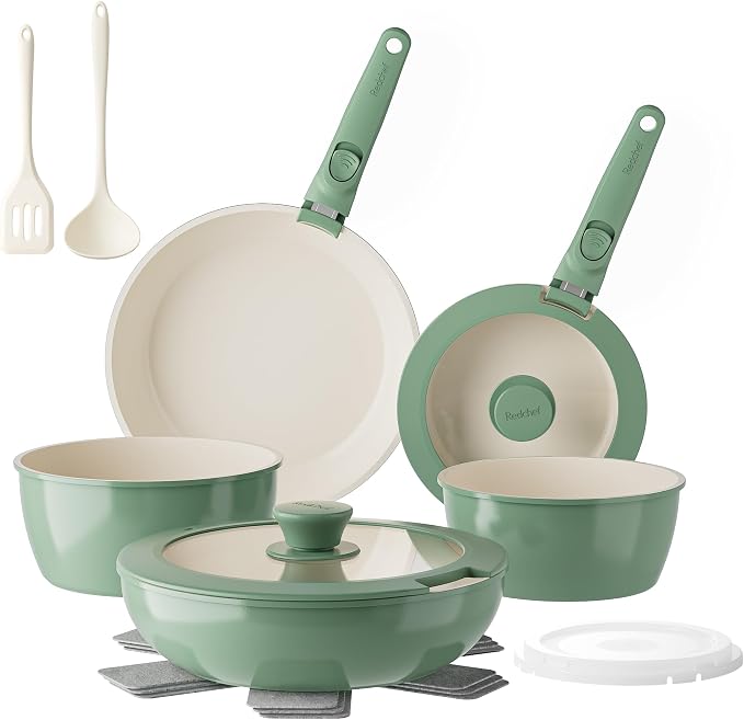 Redchef Ceramic Nonstick Pans and Pots Set, Ceramic Cookware Set by Redchef