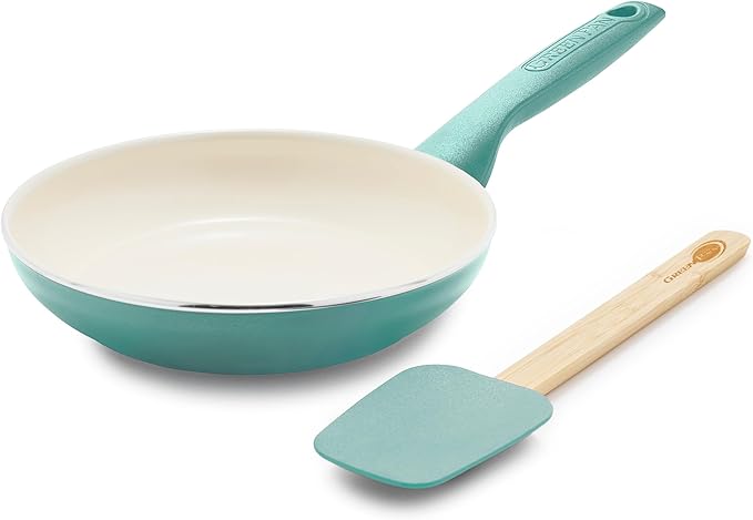 GreenPan Rio Healthy Ceramic Nonstick 8" Frying Pan Skillet and Silicone by GreenPan