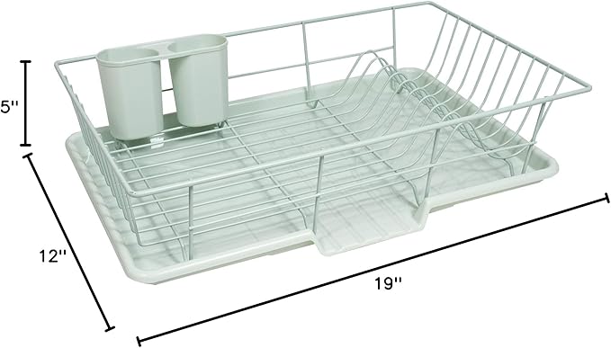 Sweet Home Collection 3 Piece Metal, Plasic Dish Drainer Rack Set - Image 2